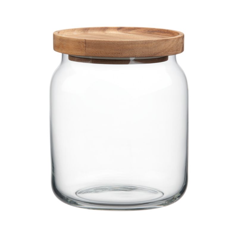 Acacia and Glass Medium Canister