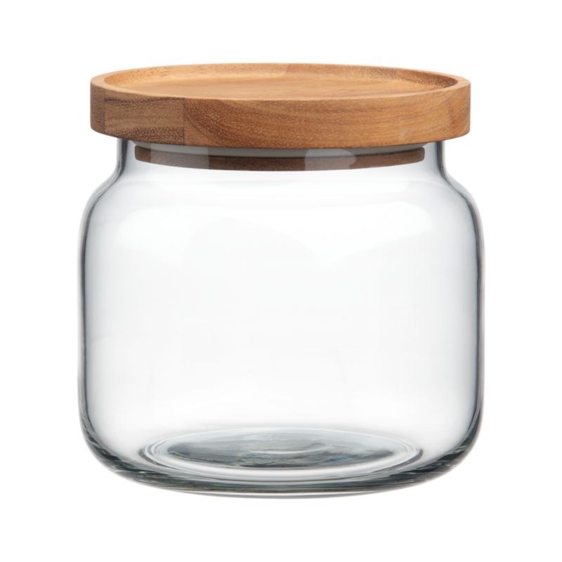 Acacia and Glass Small Canister
