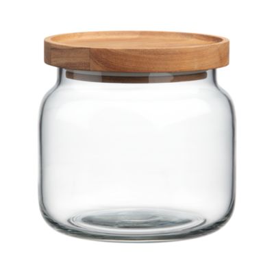 Acacia and Glass Small Canister