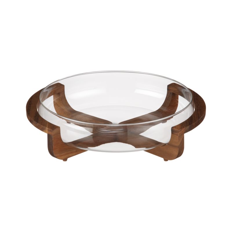 Acacia and Glass 15.87" Salad Bowl
