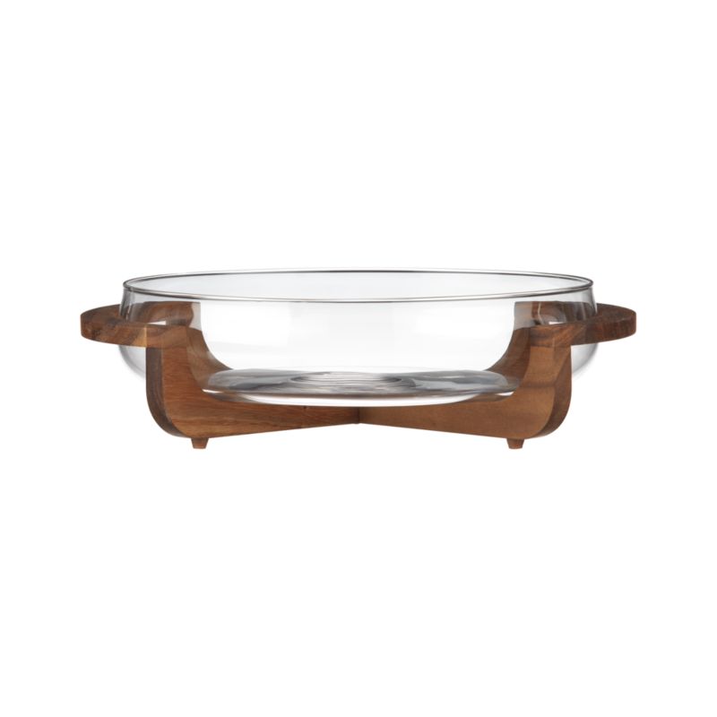 Acacia and Glass 15.87" Salad Bowl