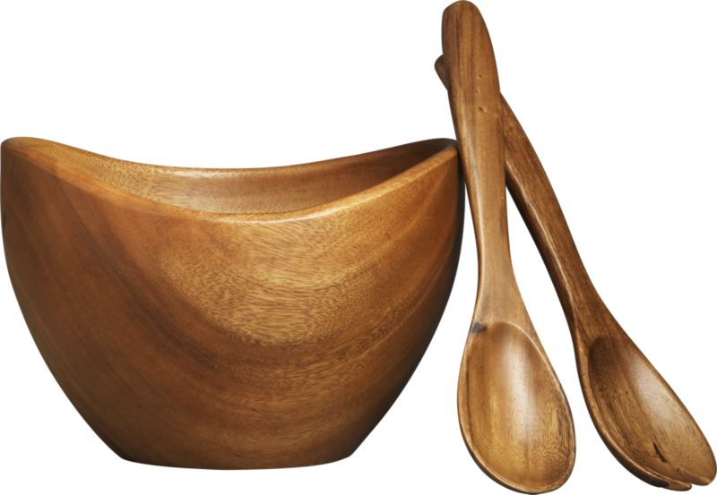 Acacia 6"-10" Salad Bowls and Acacia 12" Salad Servers