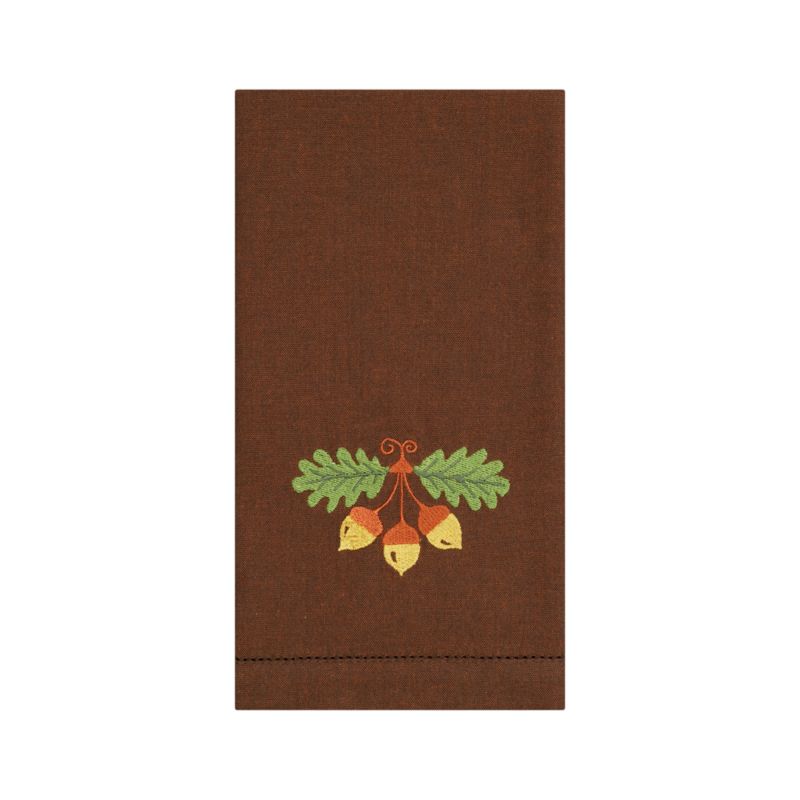 Acorn Embroidered Brown Dishtowel