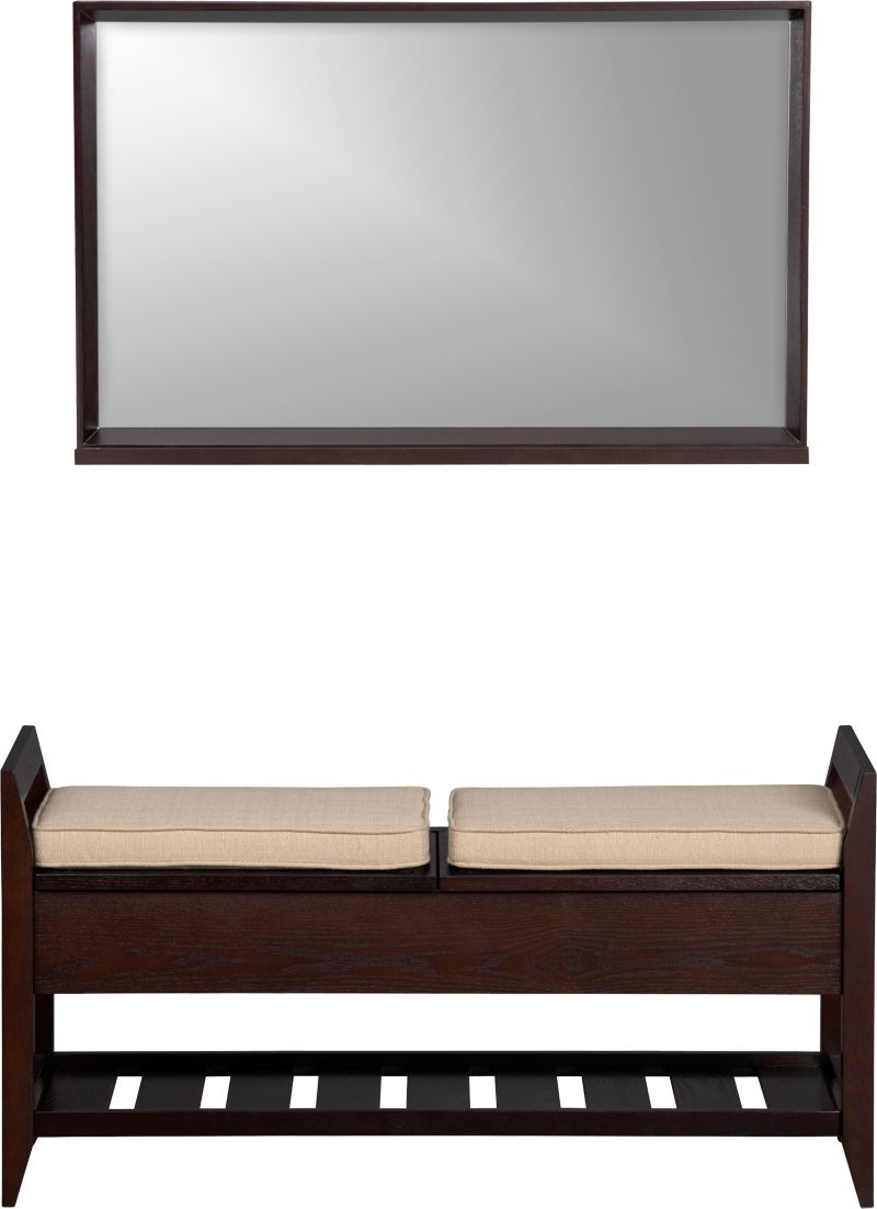 Addison Storage Bench with Cushions and Mirror