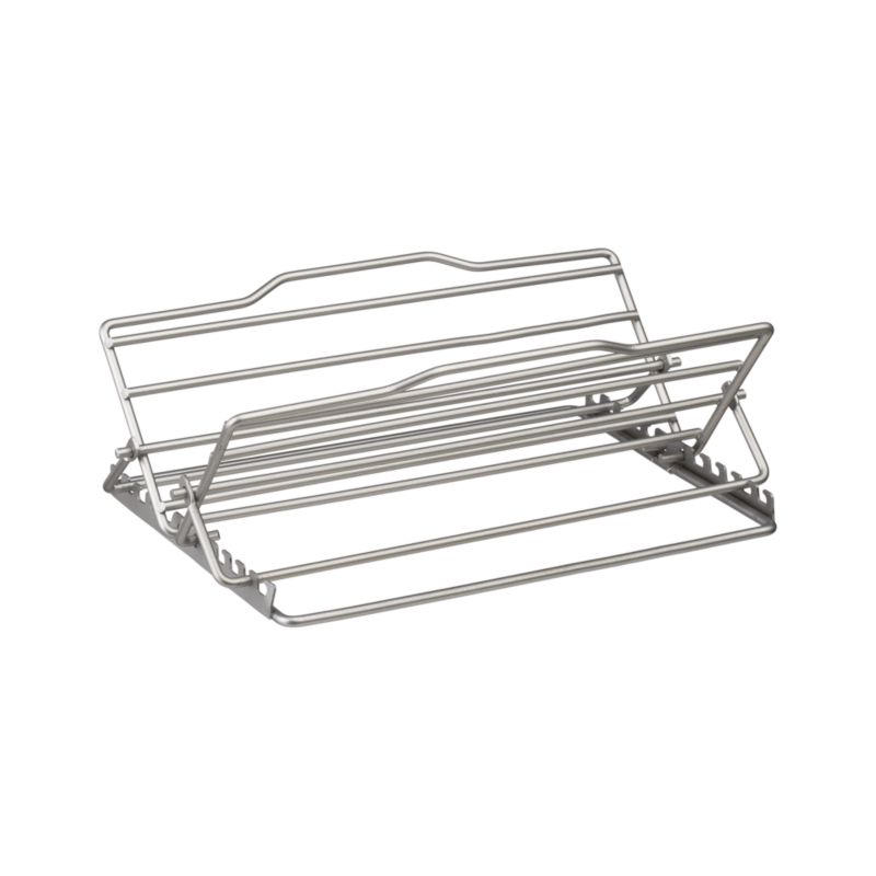 Small Adjustable Roasting Rack. 11.375"Wx10.125"Dx.625"H flat, 12.5"Wx11"Dx5"H open.
