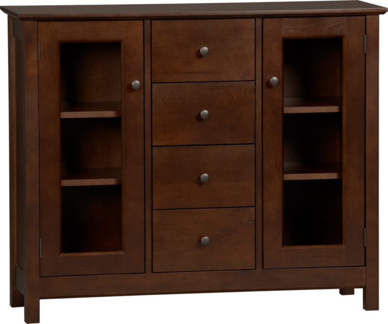 Ainsworth Cognac Two-Door Entryway Cabinet with Glass Door