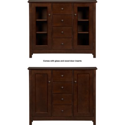 Ainsworth Cognac Two-Door Entryway Cabinet with Wood/Glass Door