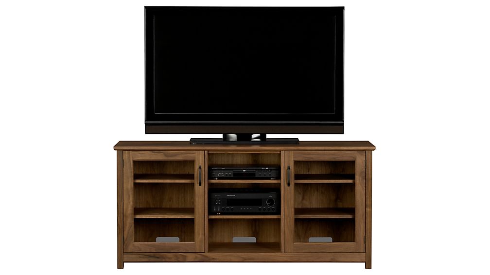 Ainsworth Walnut 64" Media Console with Glass/Wood Doors Crate and Barrel