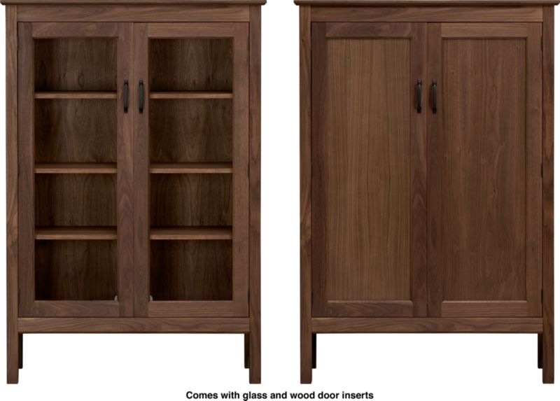 Ainsworth Walnut 40" 2-Door Cabinet with Wood/Glass Doors