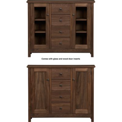Ainsworth Walnut Two-Door Entryway Cabinet with Wood/Glass Door