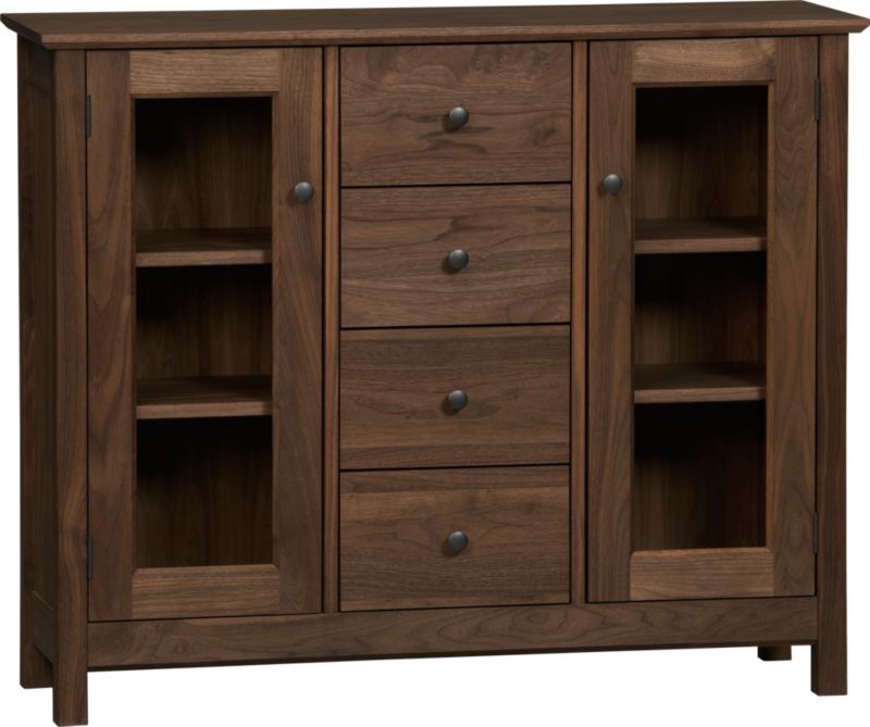 Ainsworth Walnut Two-Door Entryway Cabinet with Glass Door