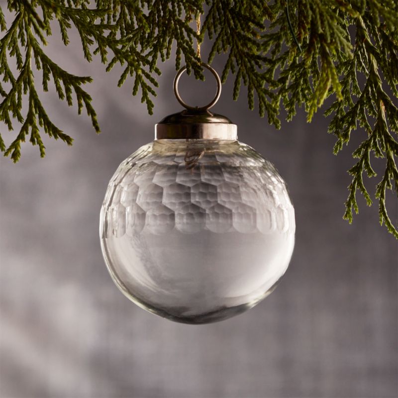 Alexandra Clear 2" Glass Ball Ornament | Crate and Barrel