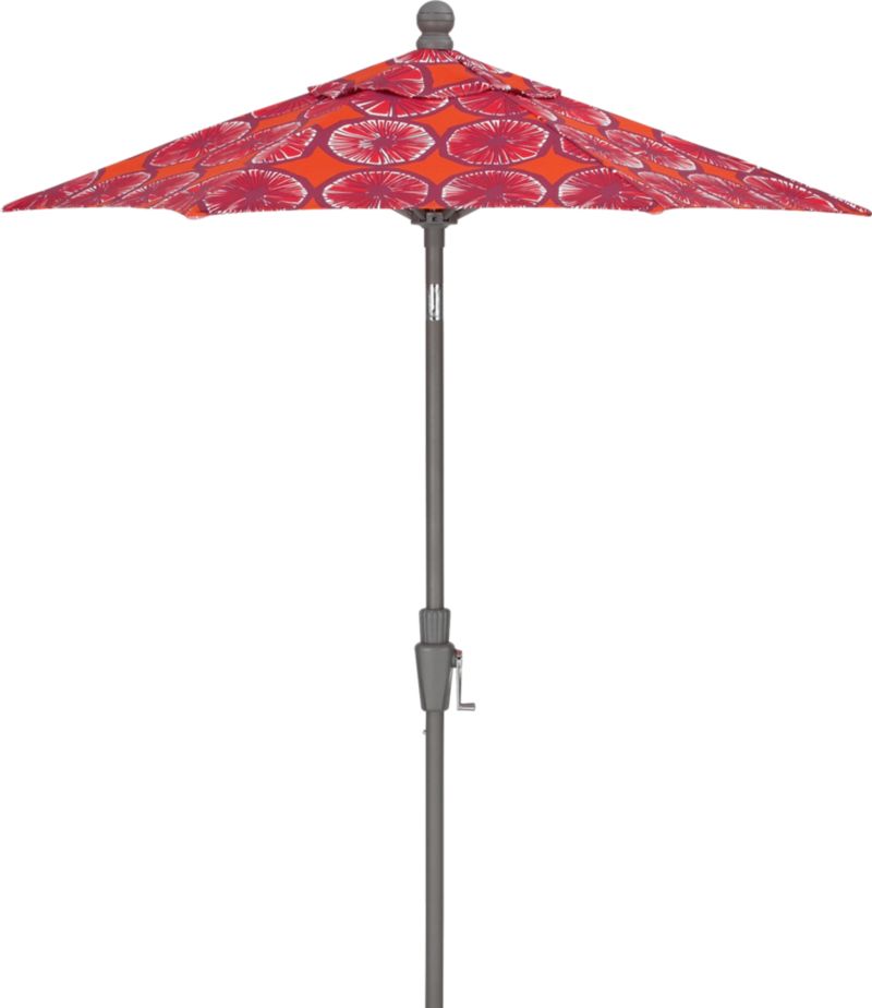 6' Round Marimekko Appelsiini Caliente High Dining Umbrella with Silver Frame