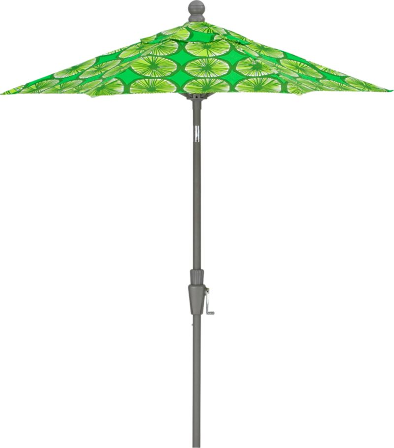 6' Round Marimekko Appelsiini Green High Dining Umbrella with Silver Frame