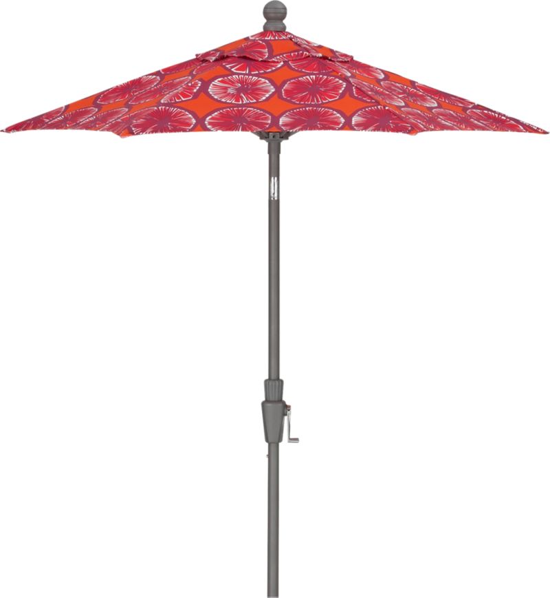 6' Round Marimekko® Appelsiini Caliente Umbrella with Silver Frame