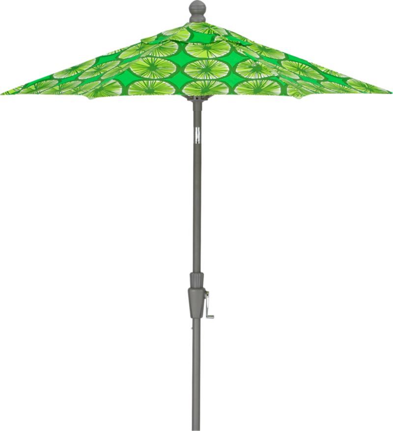 6' Round Marimekko® Appelsiini Green Umbrella with Silver Frame