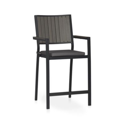 Alfresco Grey Barstool with Sunbrella® Charcoal Cushion