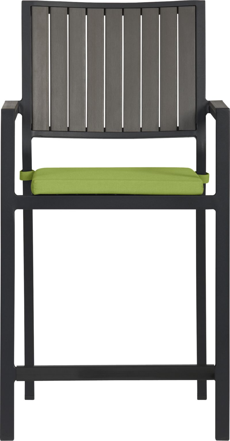 Alfresco Grey Barstool with Sunbrella® Kiwi Cushion
