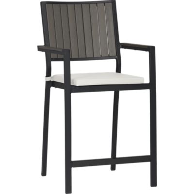 Alfresco Grey Barstool with Sunbrella® White Sand Cushion