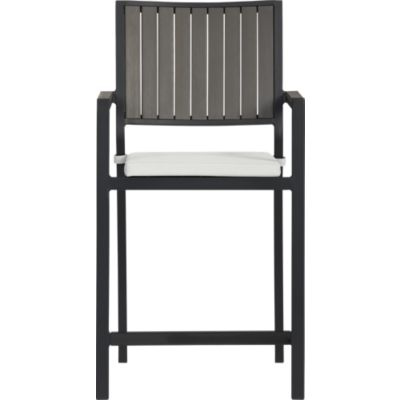 Alfresco Grey Barstool with Sunbrella Eggshell Cushion