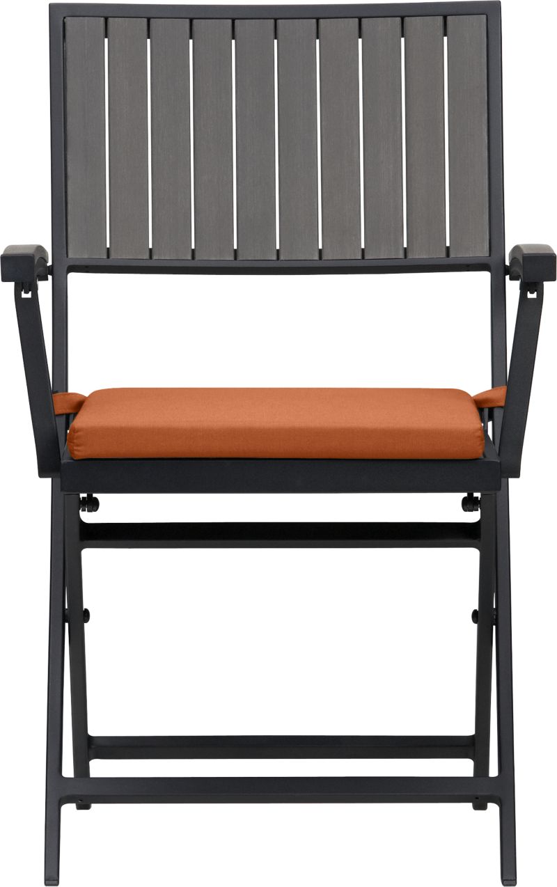 Alfresco Grey Folding Chair with Sunbrella® Cayenne Cushion