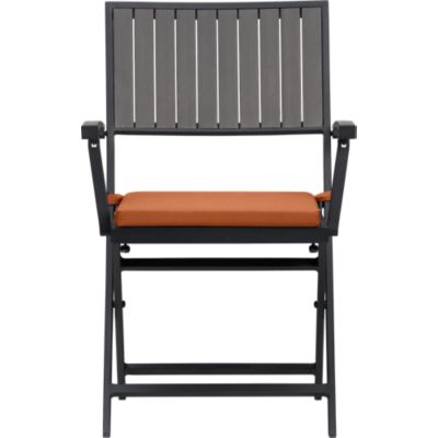 Alfresco Grey Folding Chair with Sunbrella Cayenne Cushion