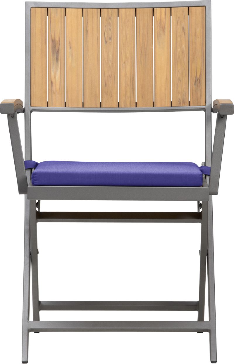 Alfresco Natural Folding Chair with Sunbrella® Marine Cushion