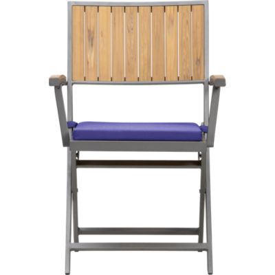 Alfresco Natural Folding Chair with Sunbrella Marine Cushion