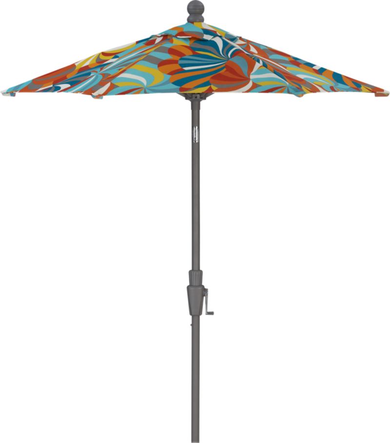 6' Round Marimekko Spinning High Dining Umbrella with Silver Frame