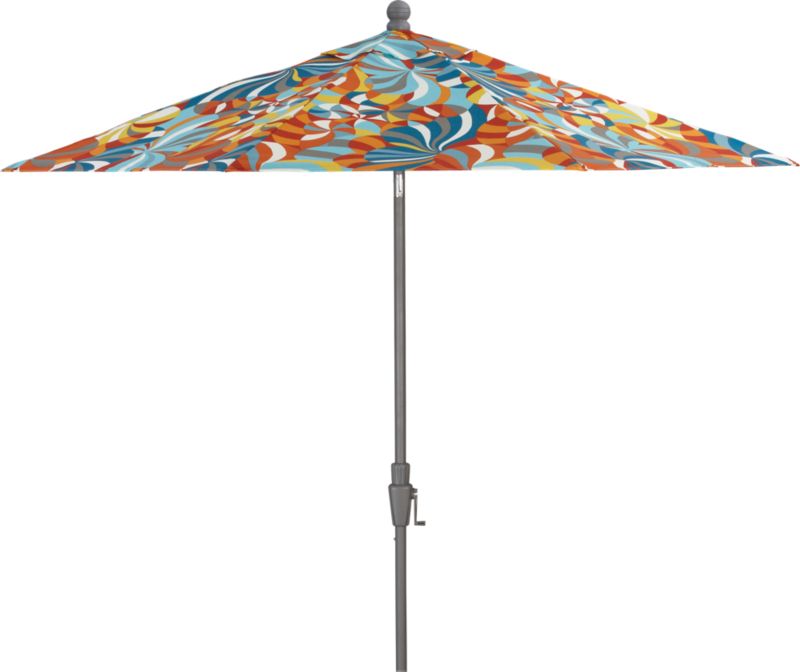 9' Round Marimekko Spinning Umbrella with Silver Frame