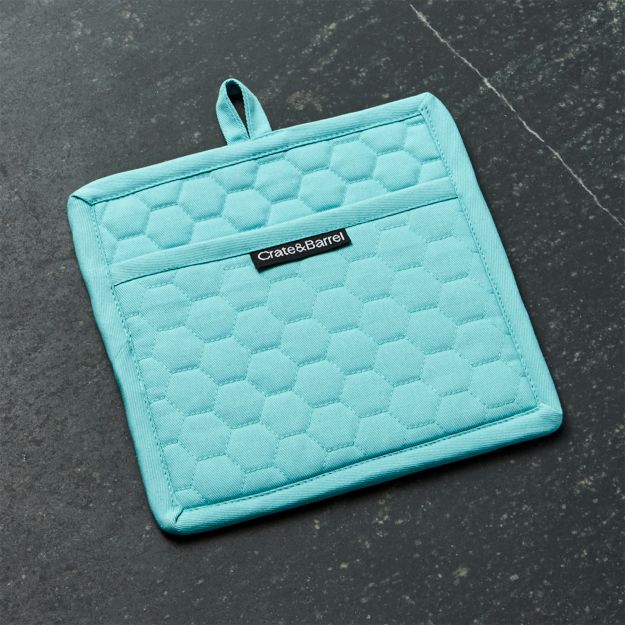 Aqua Blue Pot Holder + Reviews Crate and Barrel