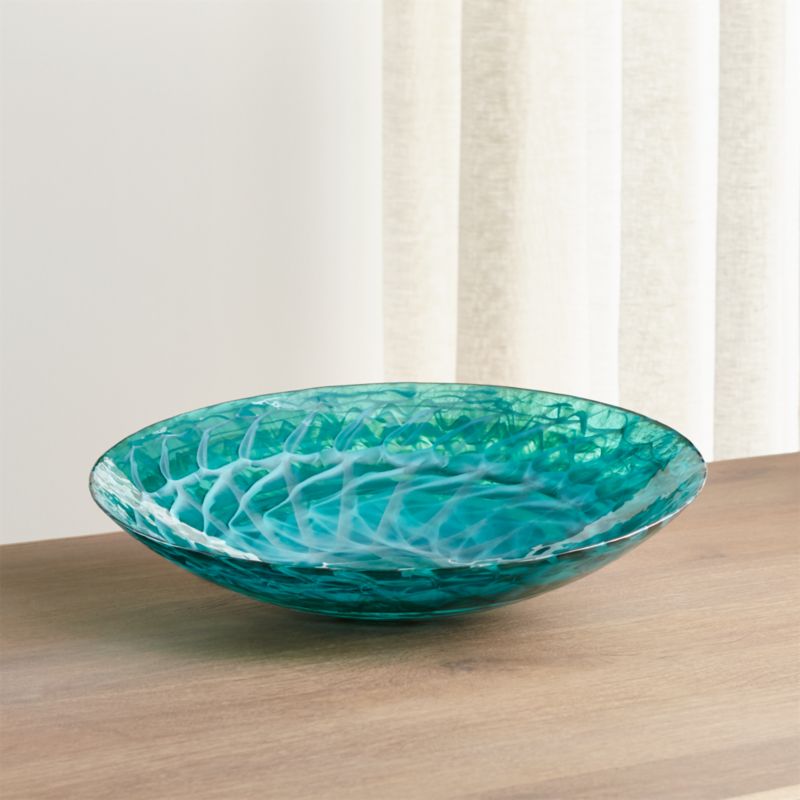 Aquatic Blue Murano Glass Bowl Crate and Barrel