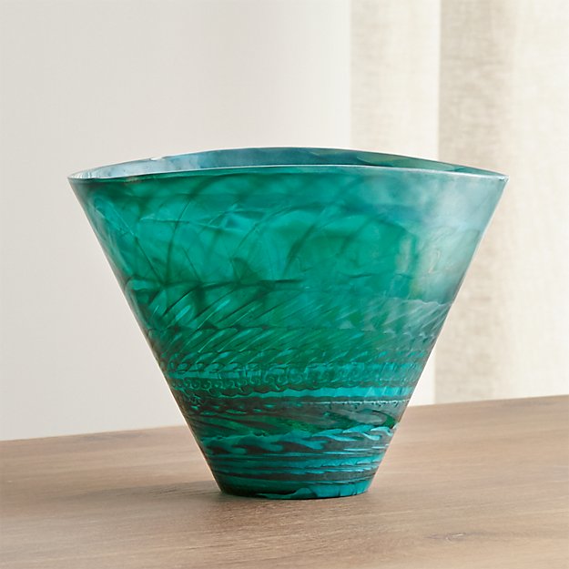 Murano Glass Aqua Vase Crate and Barrel