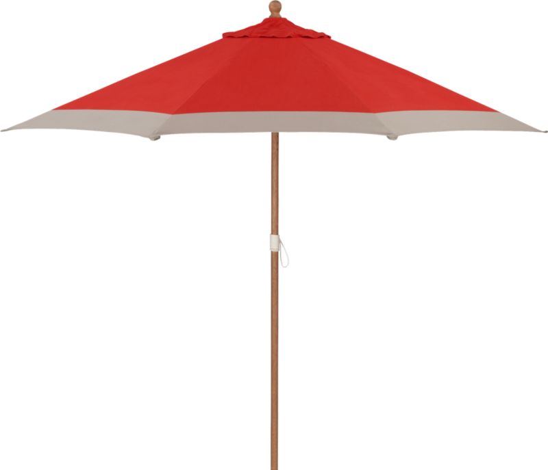 9' Round Sunbrella® Caliente Banded Umbrella with Eucalyptus Frame