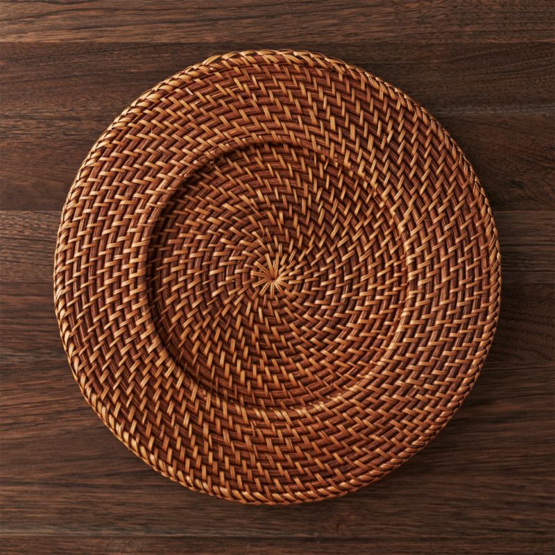 Artesia Honey Rattan Charger Plate | Crate and Barrel