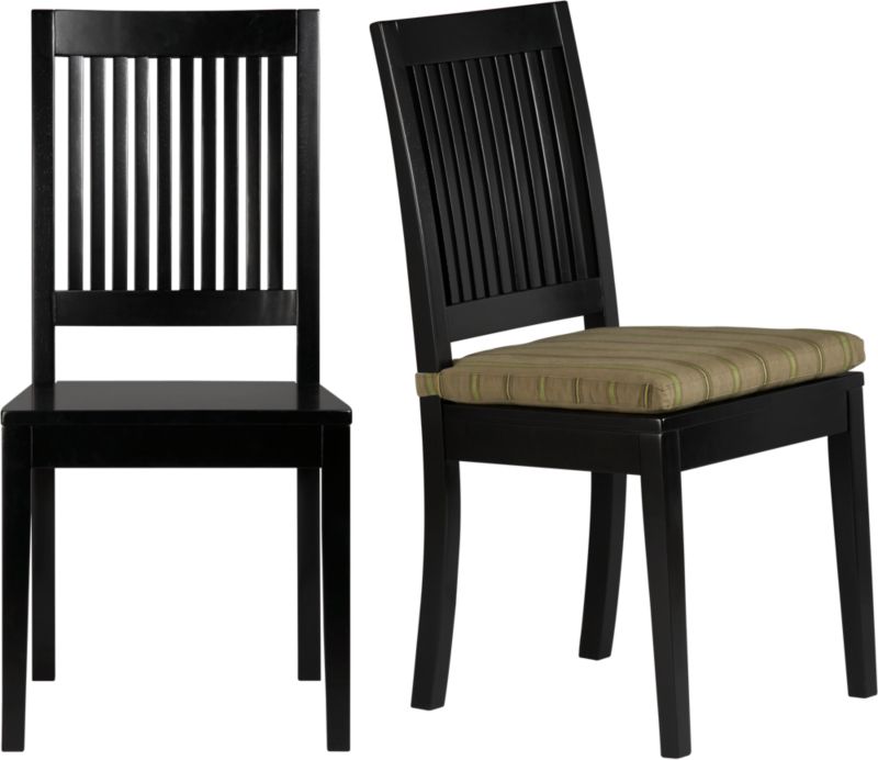 Aspen Black Side Chair and Awning Stripe Cushion