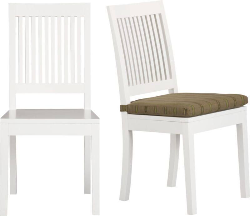 Aspen White Side Chair and Awning Stripe Cushion