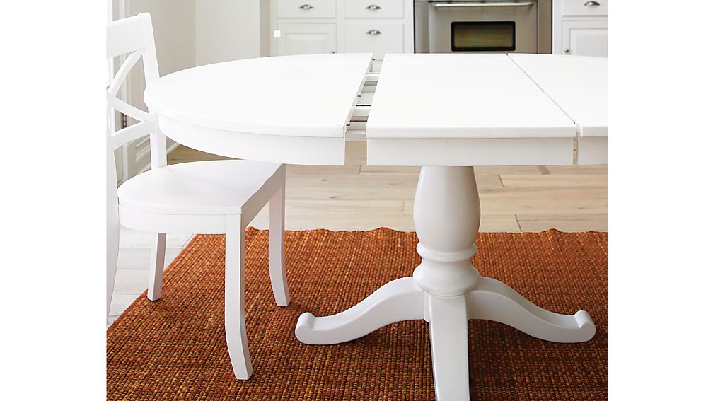 Avalon 45" White Round Extension Dining Table | Crate and Barrel