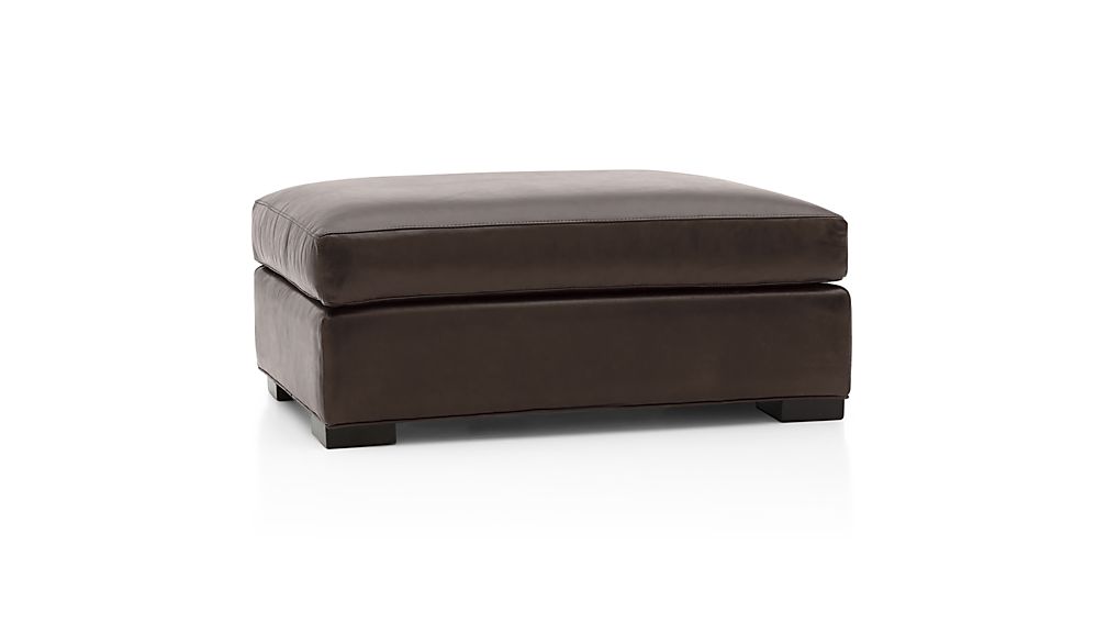 Axis II Leather Ottoman and a Half Libby Espresso Crate and Barrel