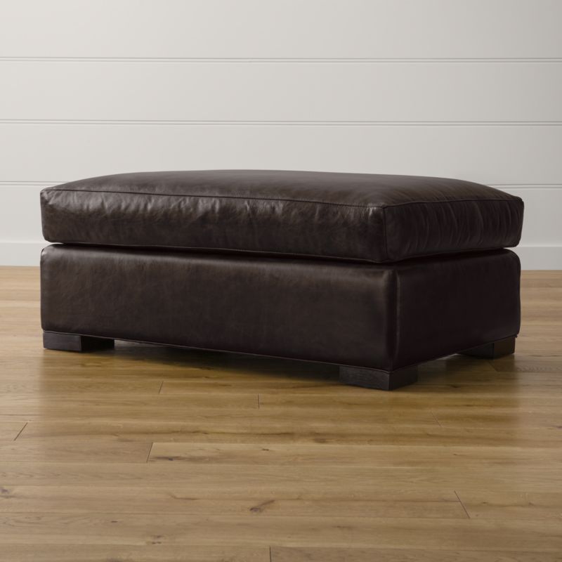 Axis II Leather Ottoman and a Half Libby Espresso Crate and Barrel