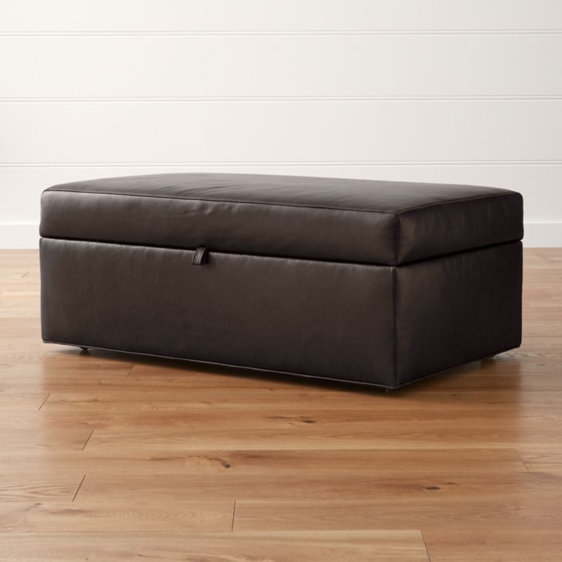 Axis II Leather Storage Ottoman with Tray Libby Espresso Crate and