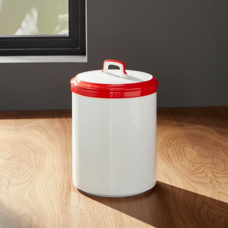Baker Red and White Kitchen Canister Small Crate and Barrel
