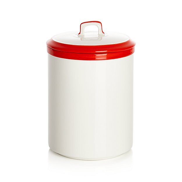 Baker Red and White Kitchen Canister Small Crate and Barrel