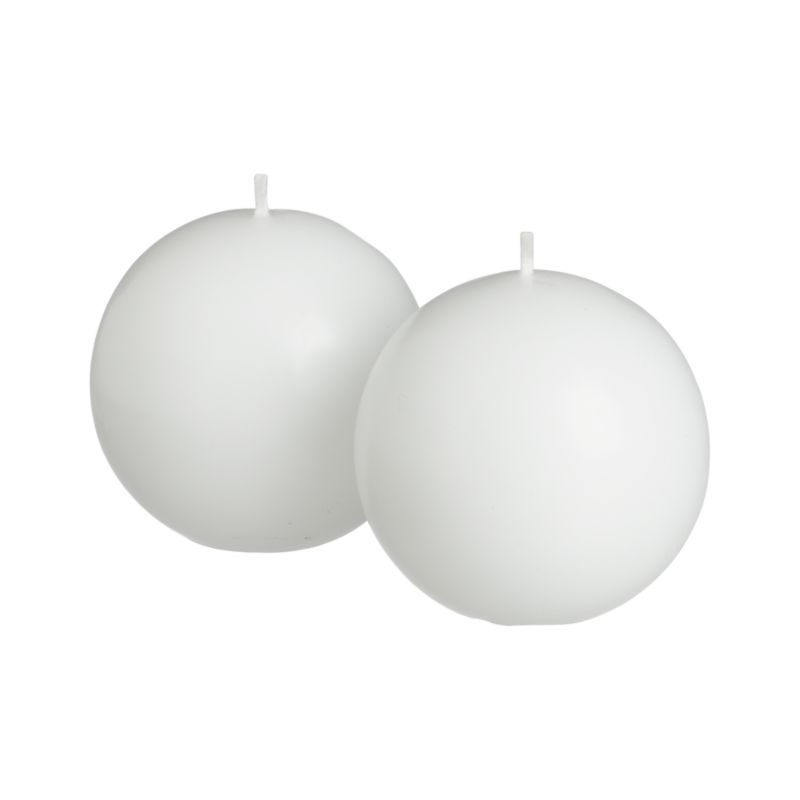 Ball Candle 2.5" White Set of 2