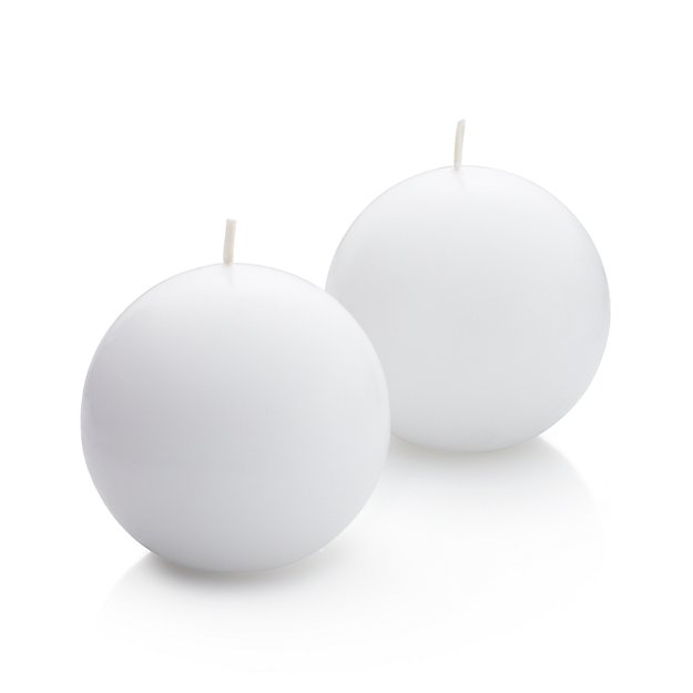 Set of 2 White Ball Candles Crate and Barrel