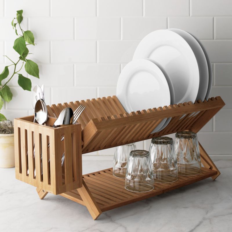 Bamboo Dish Rack with Utensil Holder