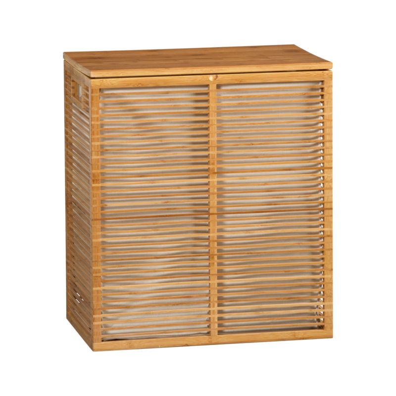 Bamboo Hamper with Liner. 21"Wx13"Dx24"H
