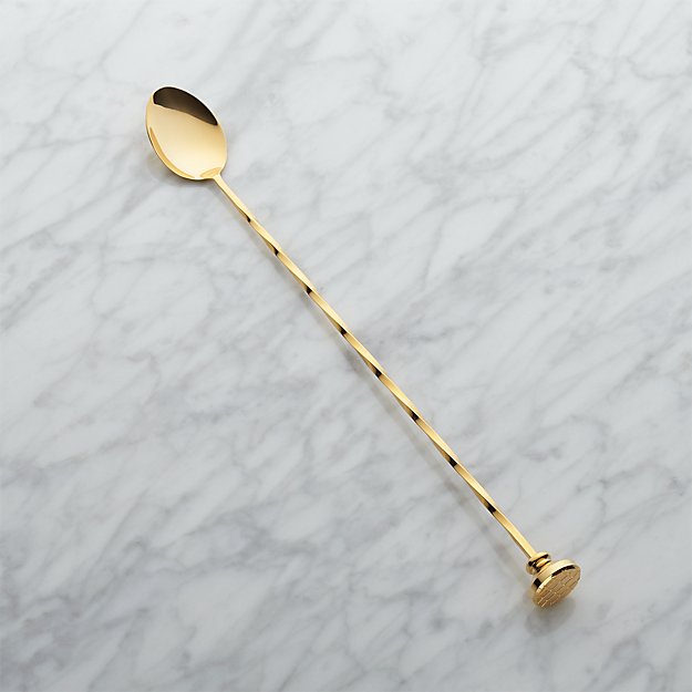 Gold Bar Spoon With Muddler Crate and Barrel