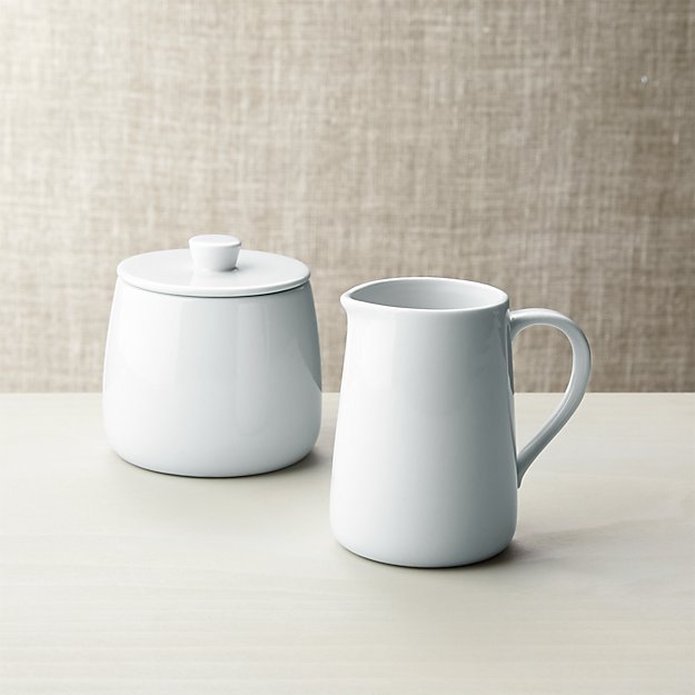 White Creamer and Sugar Set Crate and Barrel