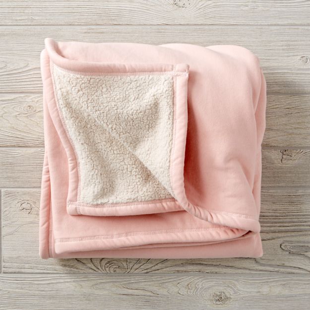 Kids Pink Sherpa Sweatshirt Blanket + Reviews Crate and Barrel